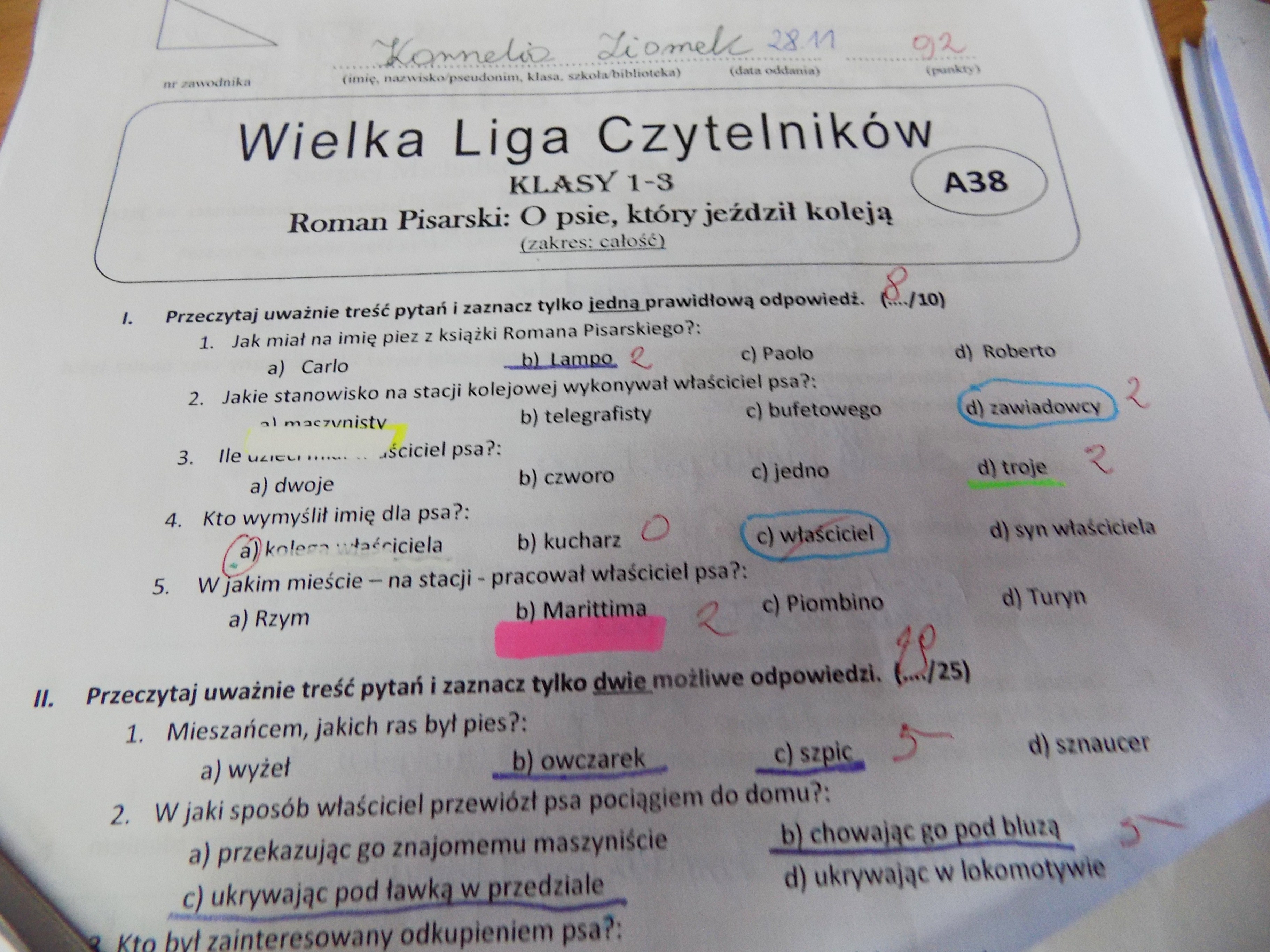 Test Z Lektury Dynastia Miziołków Szkoła Podstawowa im. prof. Wilhelminy Iwanowskiej w Pigży